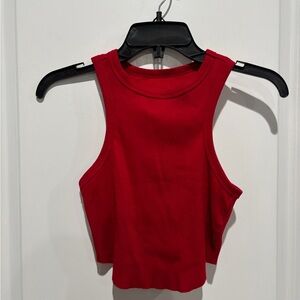 wild fable Red Ribbed High-Neck Crop Tank, Sz S